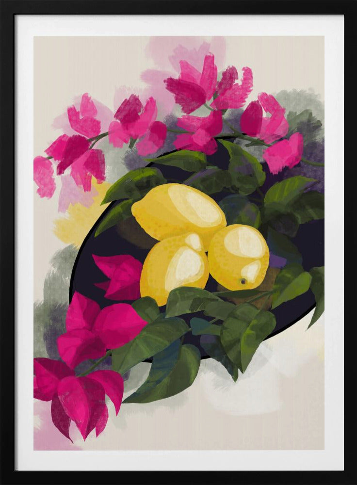 Bougainvillea und Zitronen | Poster