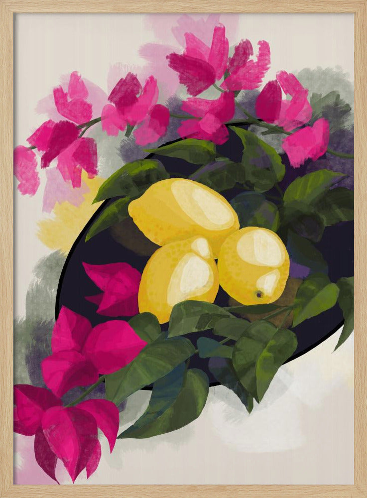 Bougainvillea und Zitronen | Poster