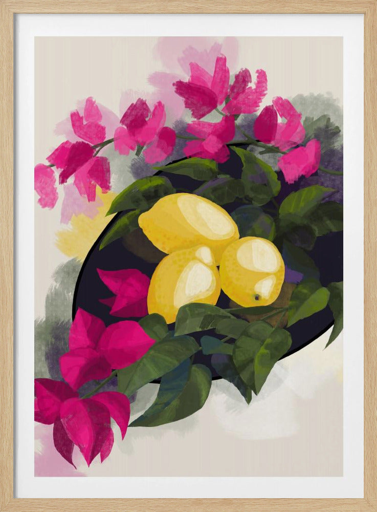 Bougainvillea und Zitronen | Poster
