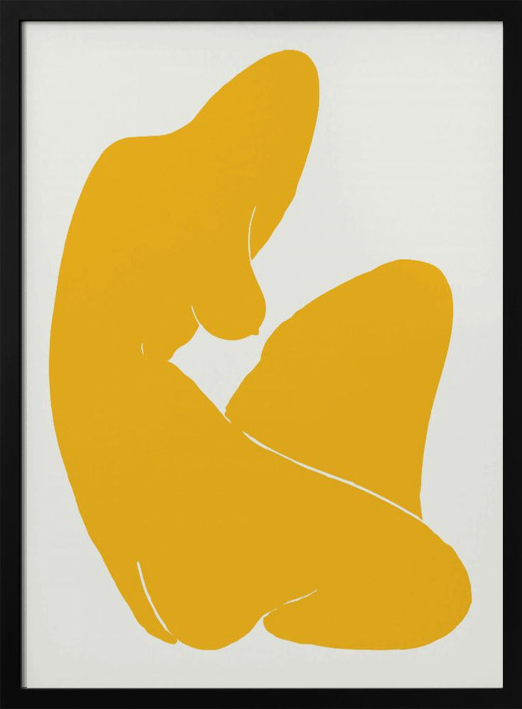 Gelbe Silhouette einer weiblichen Figur | Poster