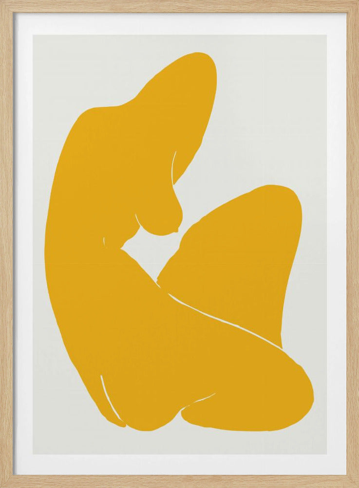Gelbe Silhouette einer weiblichen Figur | Poster