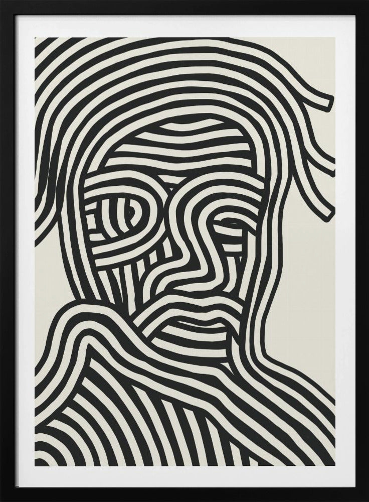Stilisiertes menschliches Gesicht mit schwarzen Streifen | Poster