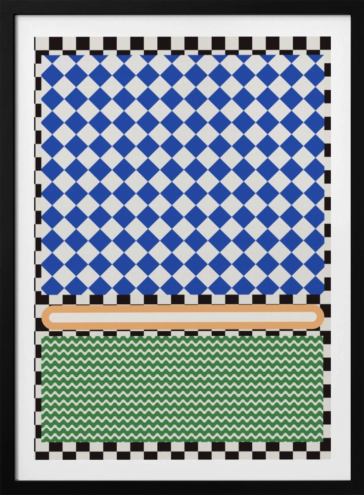 Geometrisches Muster mit blauen und weißen Diamanten | Poster