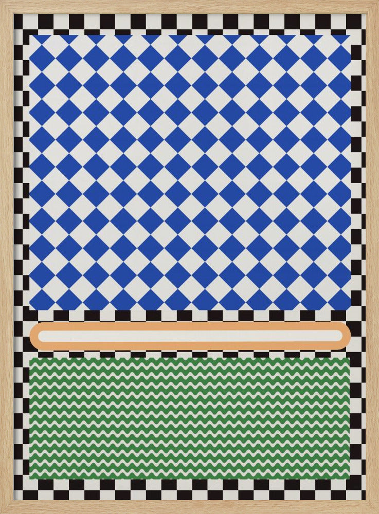 Geometrisches Muster mit blauen und weißen Diamanten | Poster