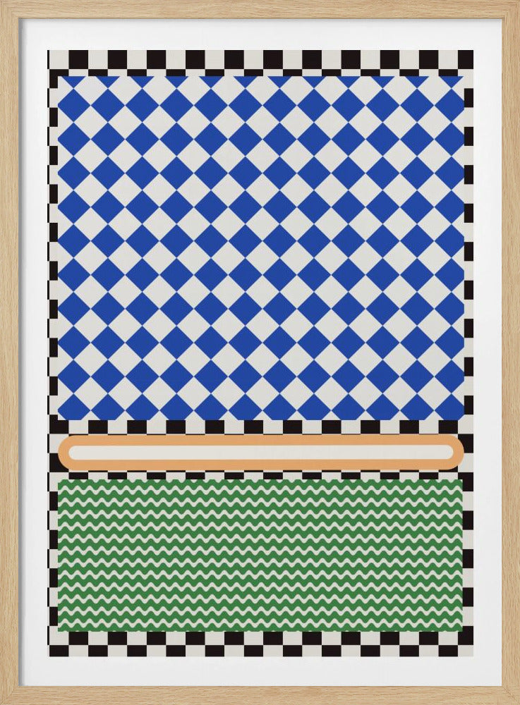 Geometrisches Muster mit blauen und weißen Diamanten | Poster