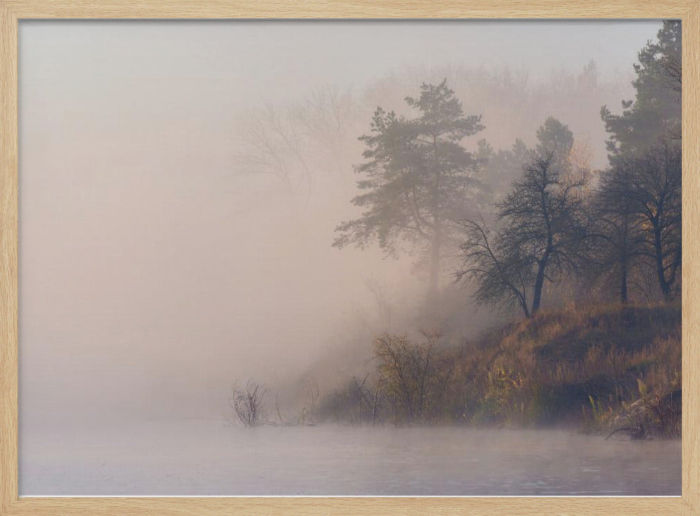 Foggy autumn morning on the river | Poster