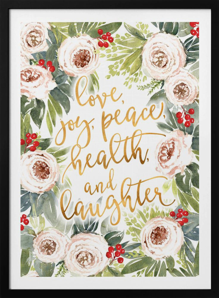 Weihnachtsgrüße mit Rosen und Beeren | Poster