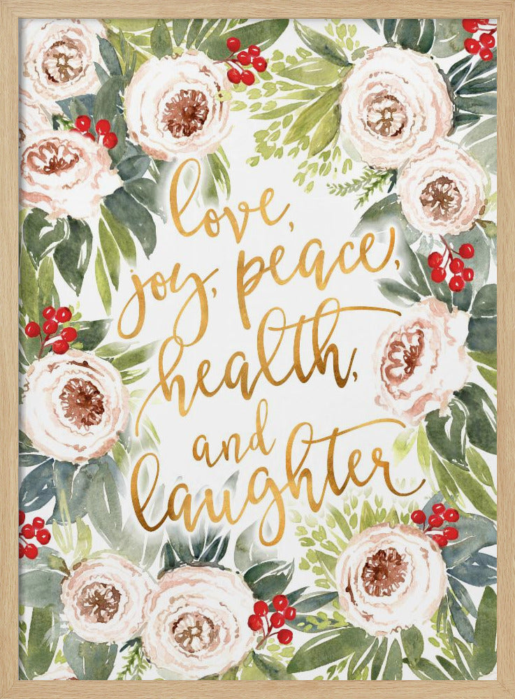 Weihnachtsgrüße mit Rosen und Beeren | Poster