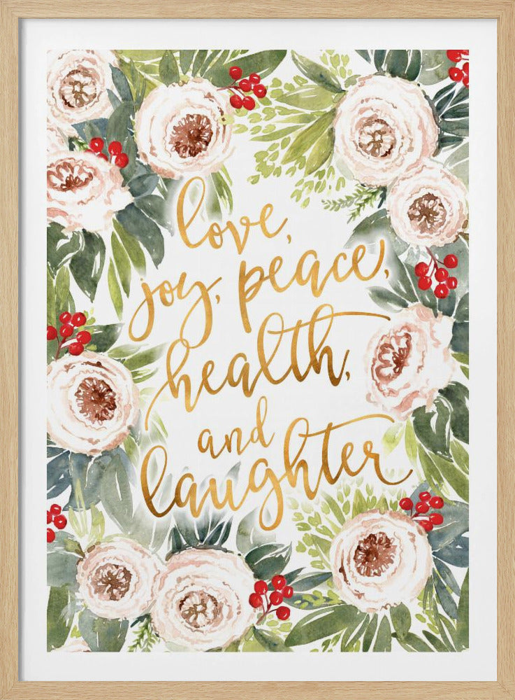 Weihnachtsgrüße mit Rosen und Beeren | Poster