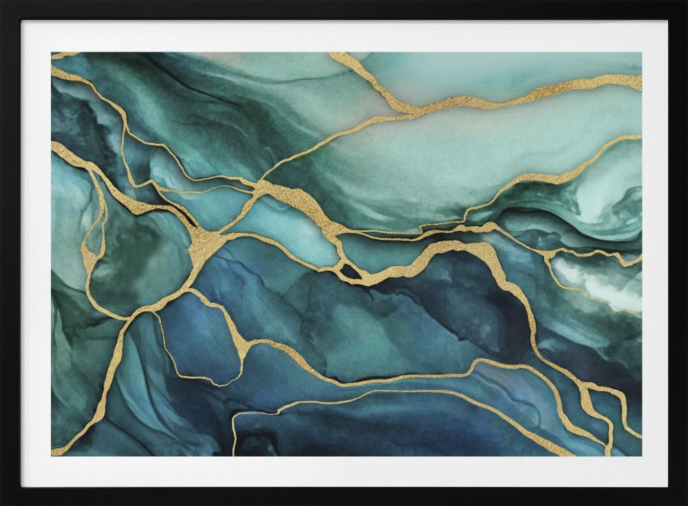 Marmor Eleganz Teal Gold | Poster