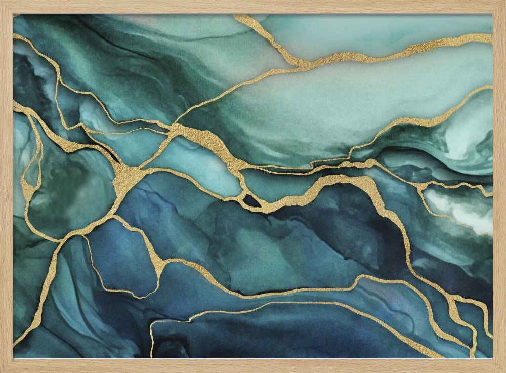 Marmor Eleganz Teal Gold | Poster