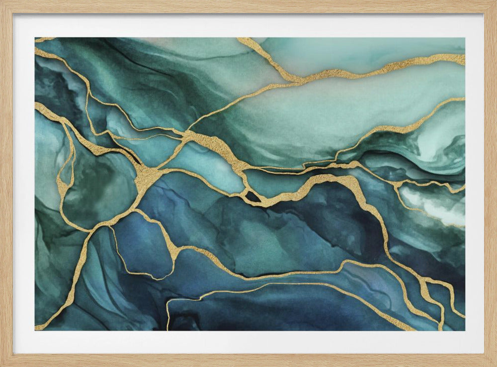 Marmor Eleganz Teal Gold | Poster