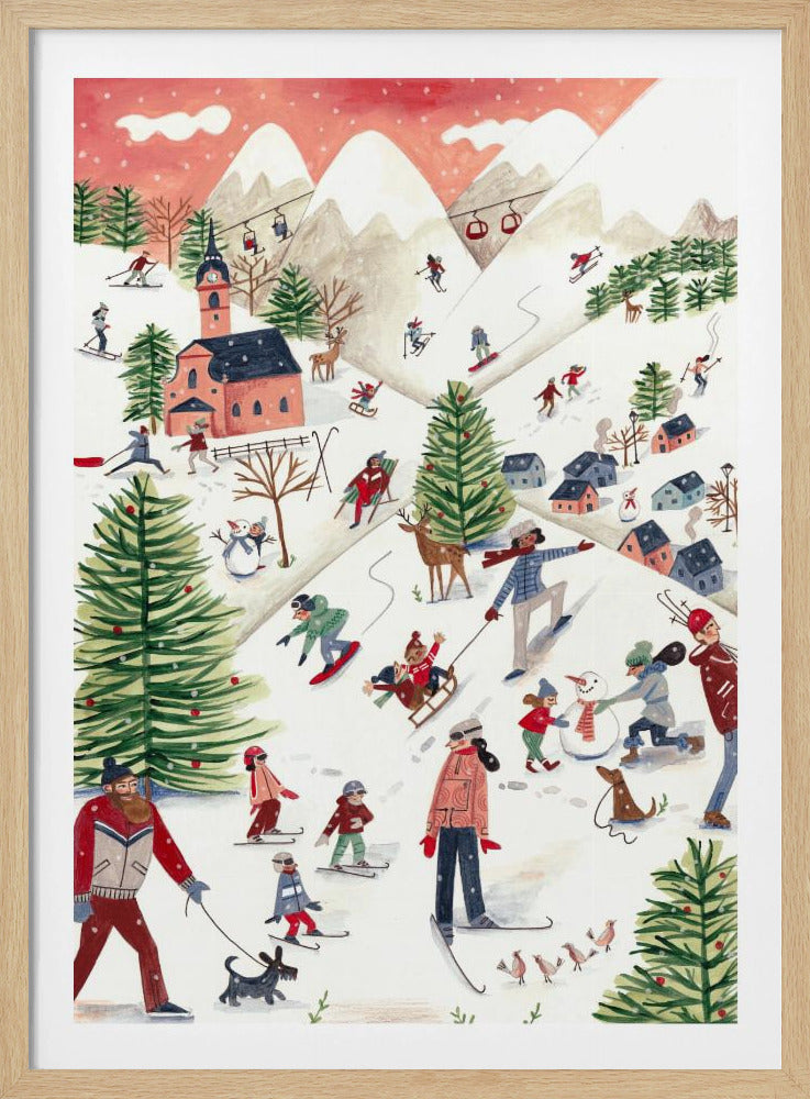 Berglandschaft mit Häusern im Schnee | Poster