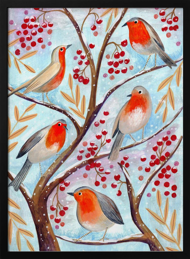 Wintervögel Rotkehlchen Weihnachten Schnee | Poster