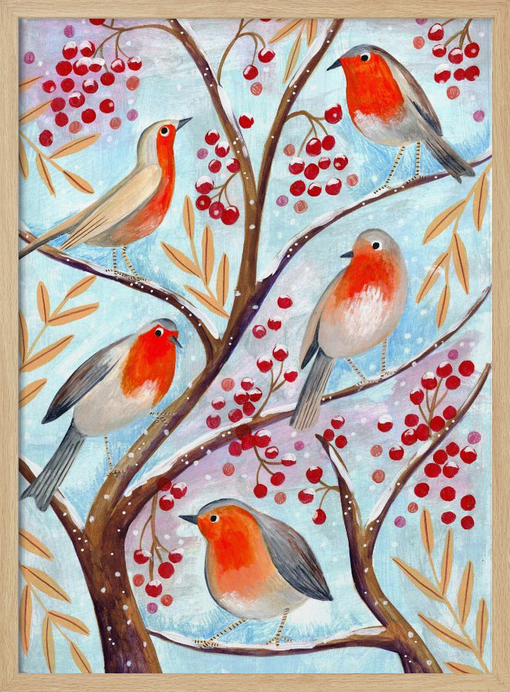 Wintervögel Rotkehlchen Weihnachten Schnee | Poster