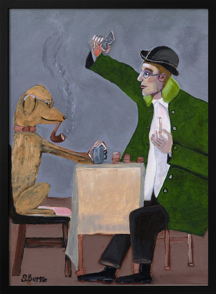 Humor-Kartenspiel mit Hund Vintage | Poster