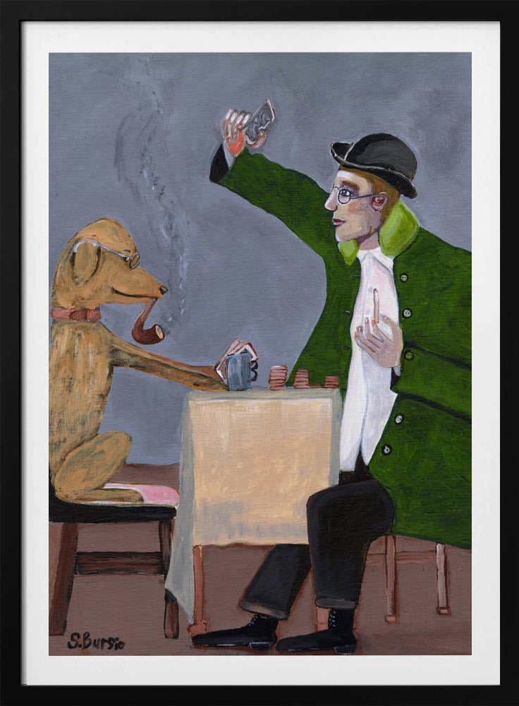 Humor-Kartenspiel mit Hund Vintage | Poster