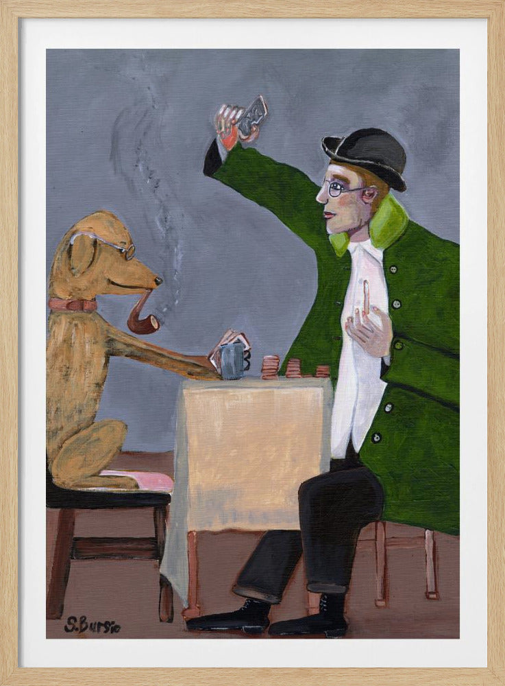 Humor-Kartenspiel mit Hund Vintage | Poster