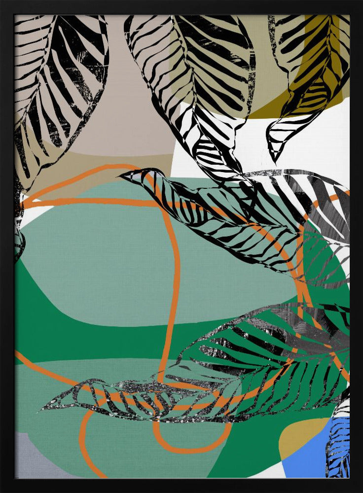 Abstrakte schwarze Blätter mit Farbe Nr. 2 | Poster