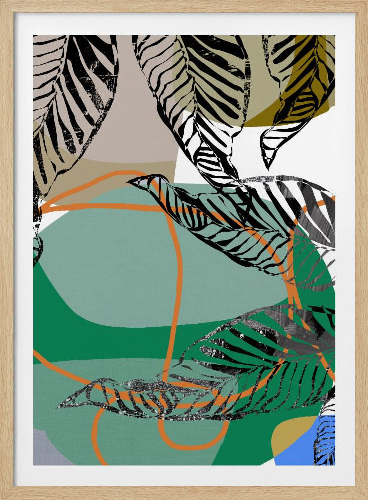 Abstrakte schwarze Blätter mit Farbe Nr. 2 | Poster