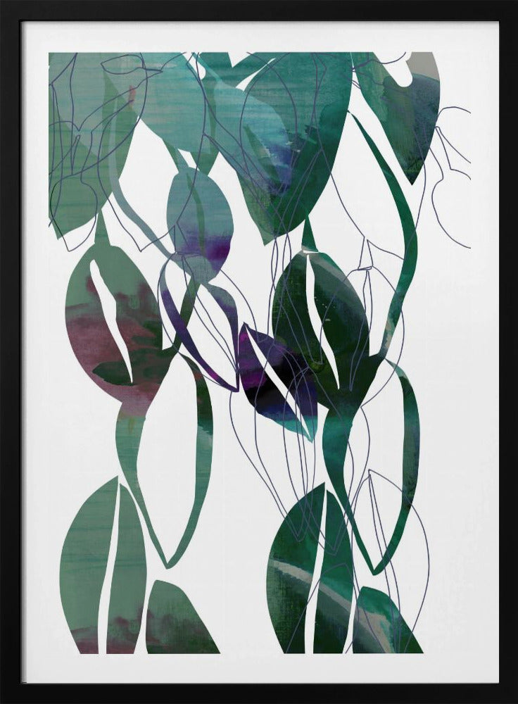 Botanical Leaf Print Art In Navy Blue 4 | Poster