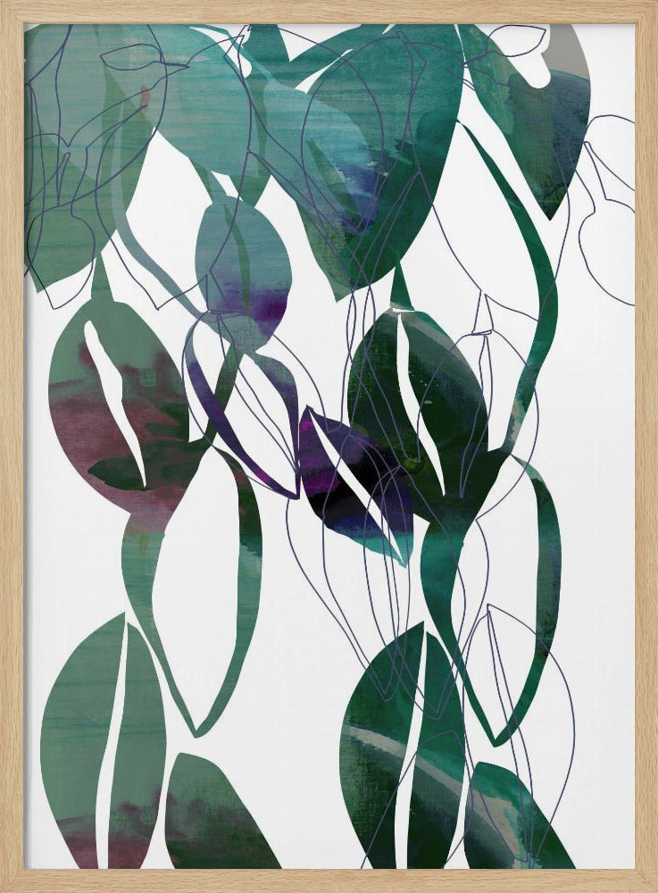Botanical Leaf Print Art In Navy Blue 4 | Poster