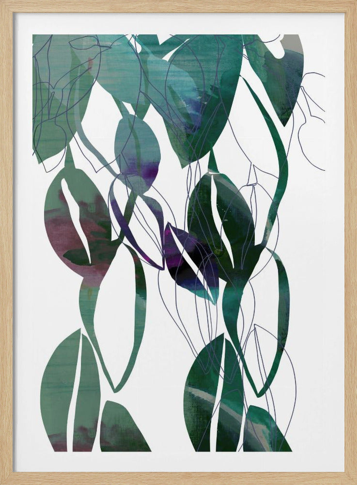 Botanical Leaf Print Art In Navy Blue 4 | Poster