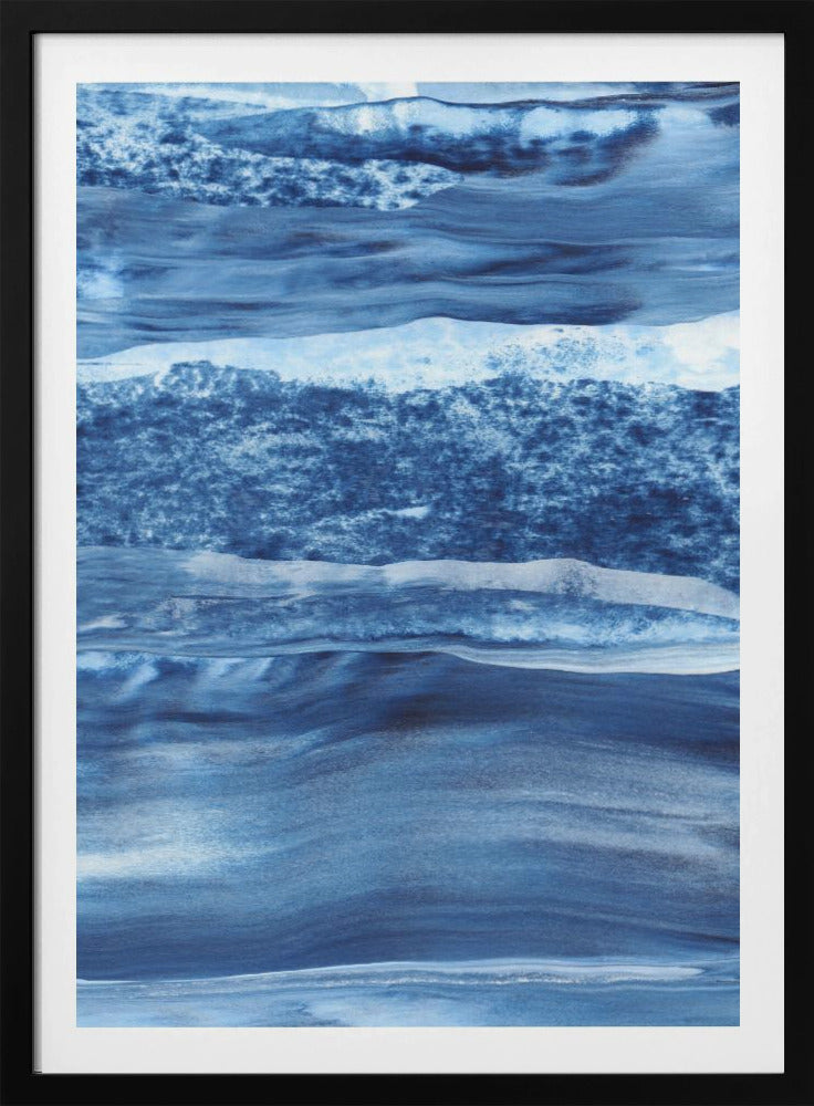 Blaue Textur mit fließenden vertikalen Linien | Poster