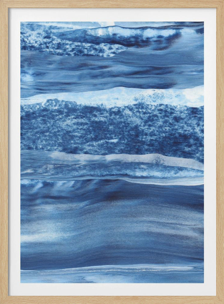 Blaue Textur mit fließenden vertikalen Linien | Poster