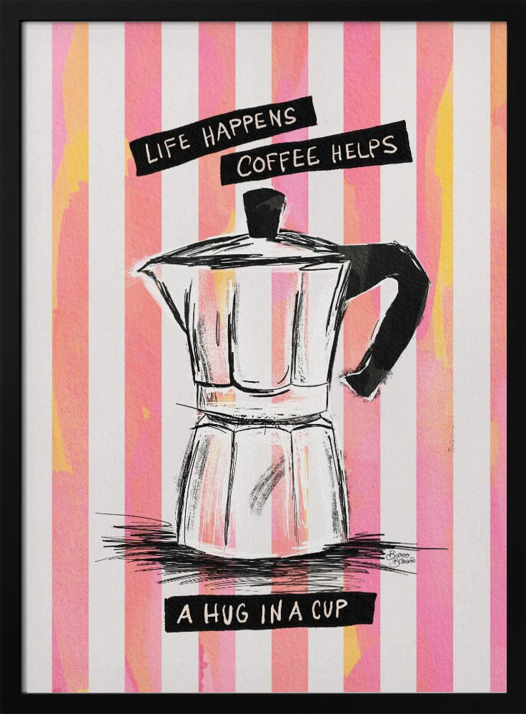 Mokka-Kaffee auf Streifen – Umarmung in einer Tasse | Poster