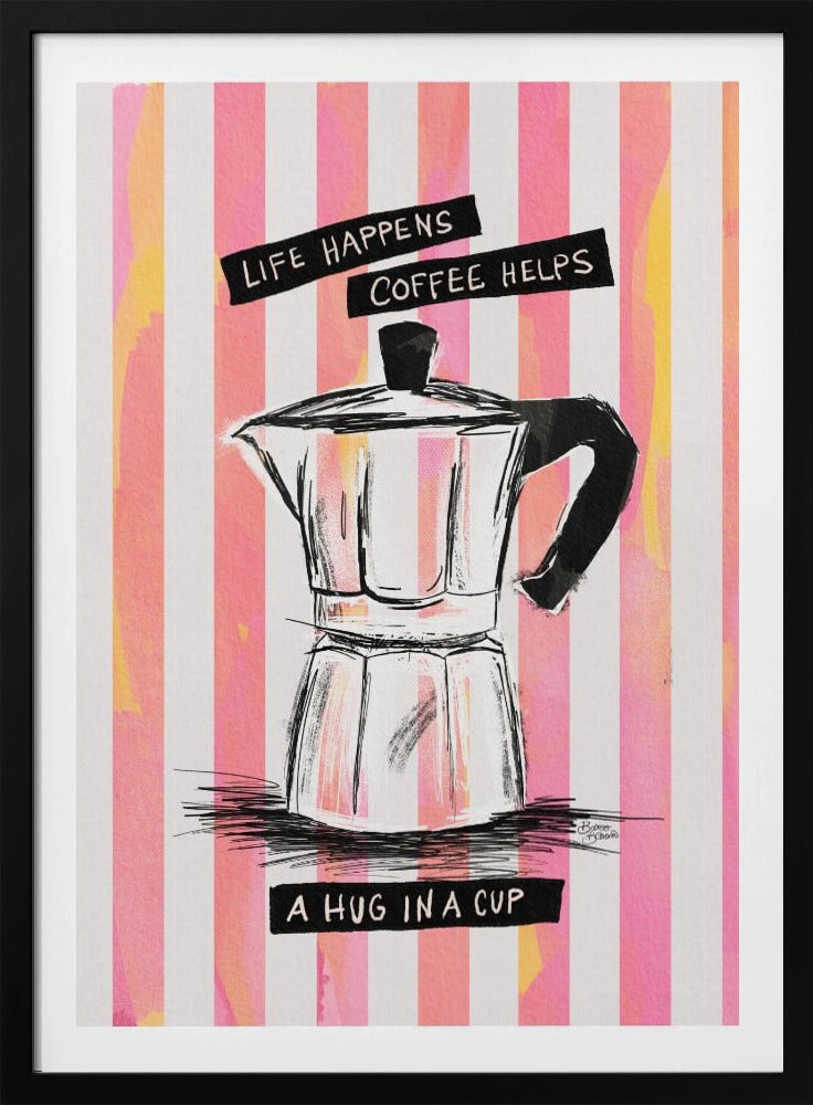 Mokka-Kaffee auf Streifen – Umarmung in einer Tasse | Poster