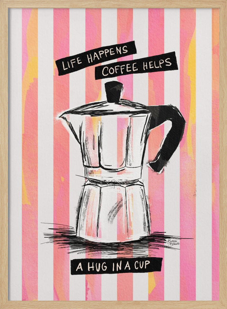 Mokka-Kaffee auf Streifen – Umarmung in einer Tasse | Poster
