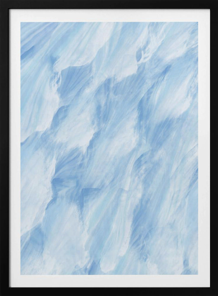 Hellblaue und weiße Pinselstriche | Poster