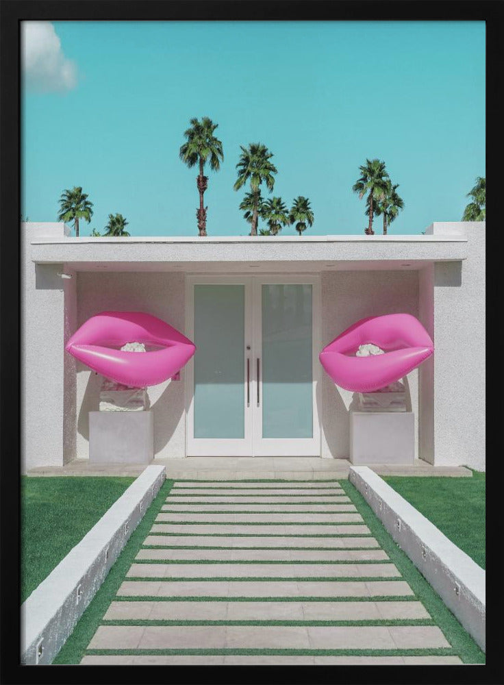 Mid-Century Modern Haus mit rosa Lippen | Poster
