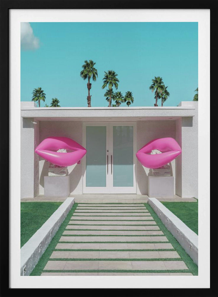 Mid-Century Modern Haus mit rosa Lippen | Poster