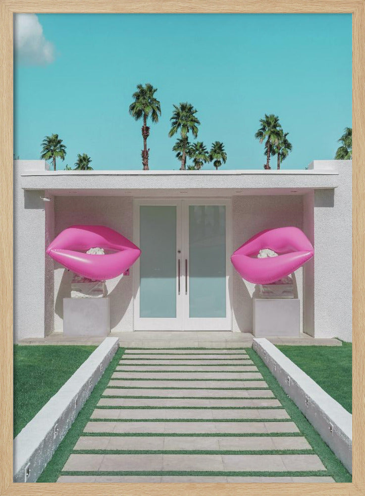 Mid-Century Modern Haus mit rosa Lippen | Poster