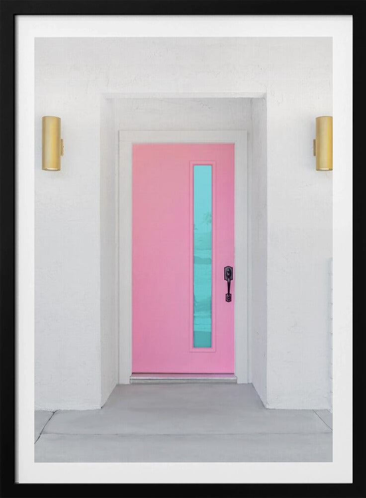 Rosa Tür mit blauem Fenster | Poster