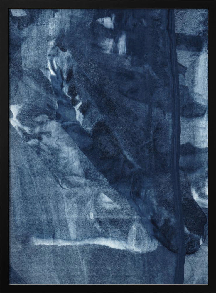 Blaue Textur mit fließenden vertikalen Linien | Poster