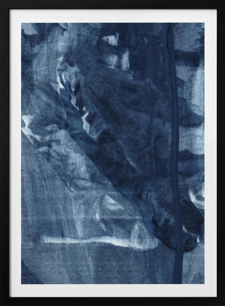 Blaue Textur mit fließenden vertikalen Linien | Poster