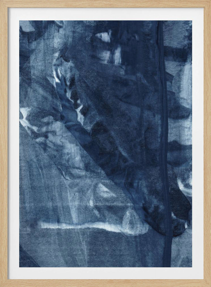 Blaue Textur mit fließenden vertikalen Linien | Poster