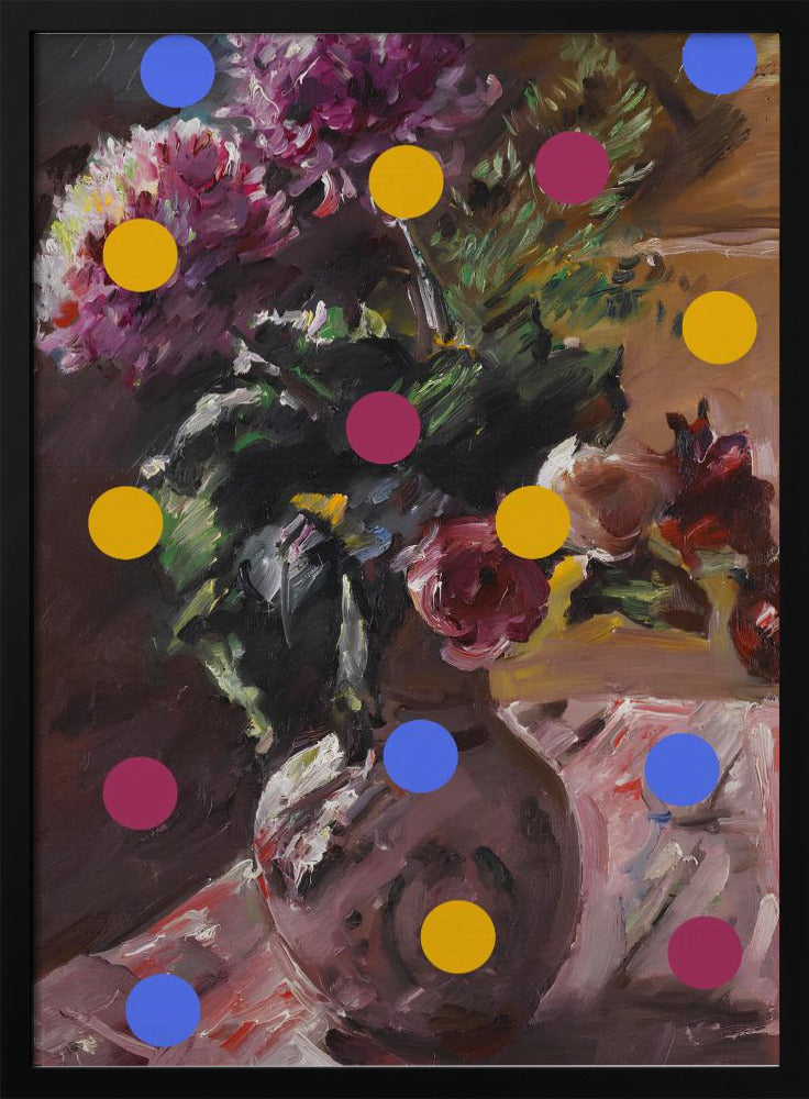 Klassische Vase mit Blumen und Punkten | Poster