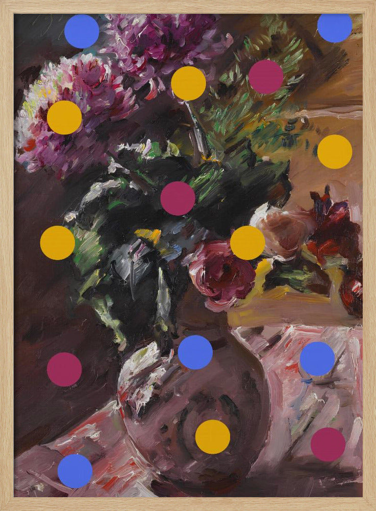 Klassische Vase mit Blumen und Punkten | Poster