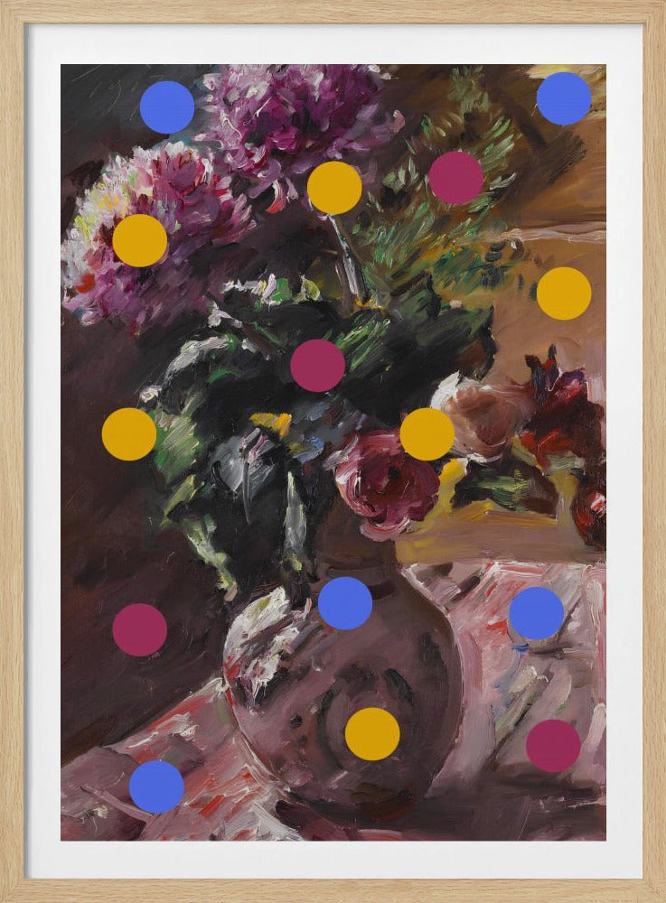 Klassische Vase mit Blumen und Punkten | Poster