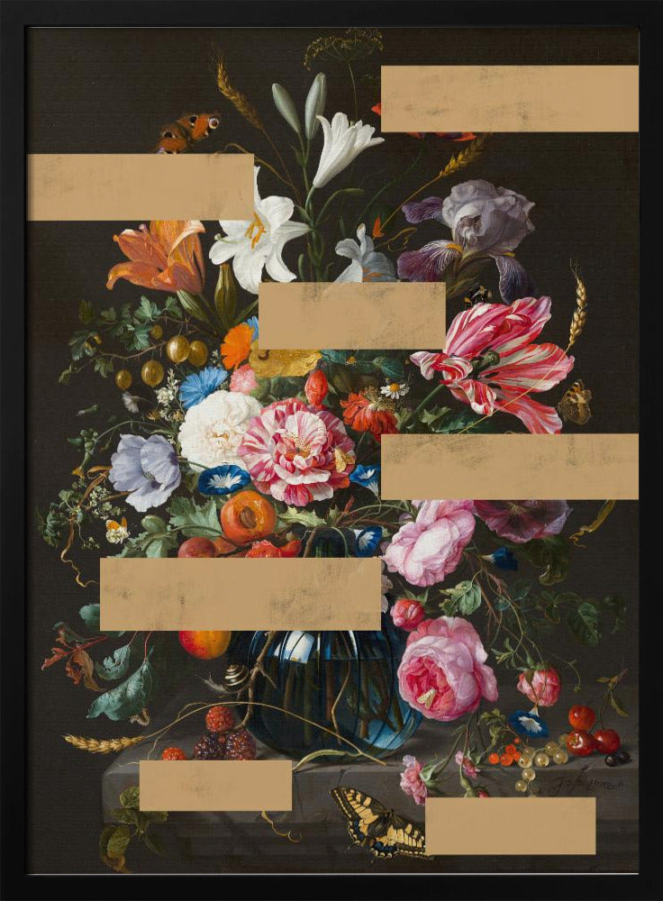 Blumenstrauß aus Vintage-Ölgemälden, moderne Collage | Poster