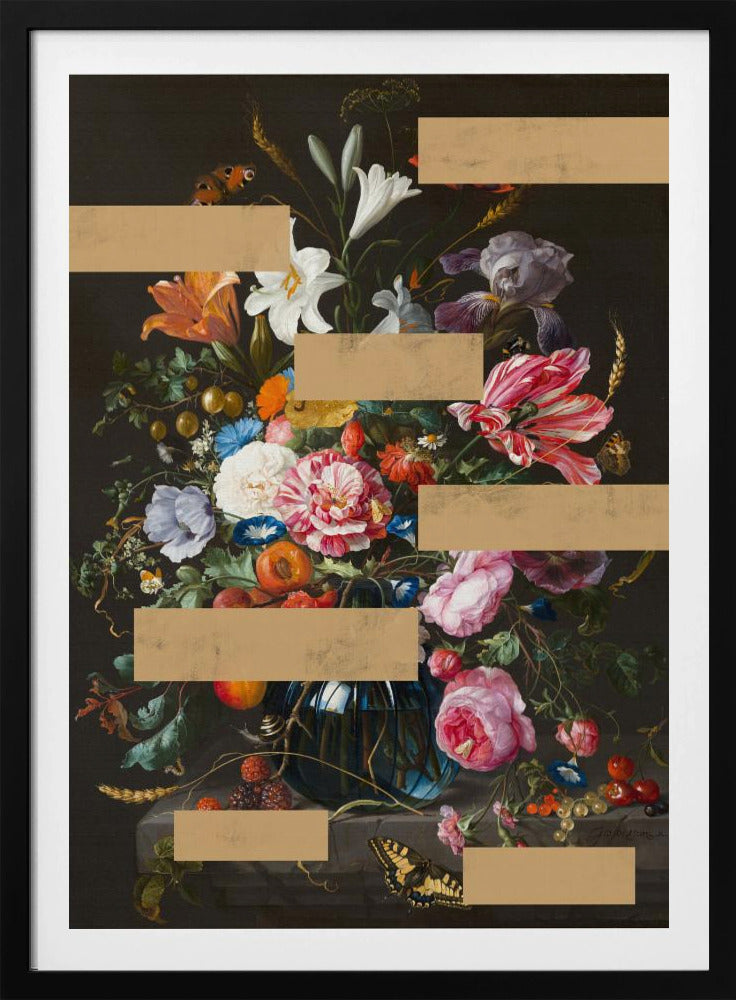 Blumenstrauß aus Vintage-Ölgemälden, moderne Collage | Poster