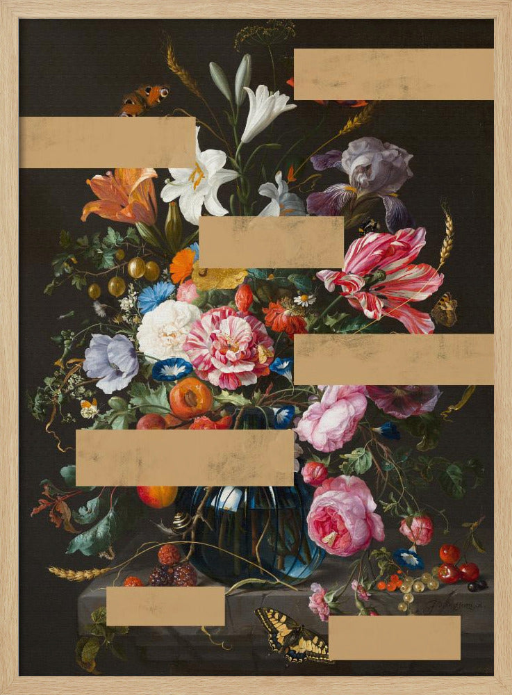 Blumenstrauß aus Vintage-Ölgemälden, moderne Collage | Poster