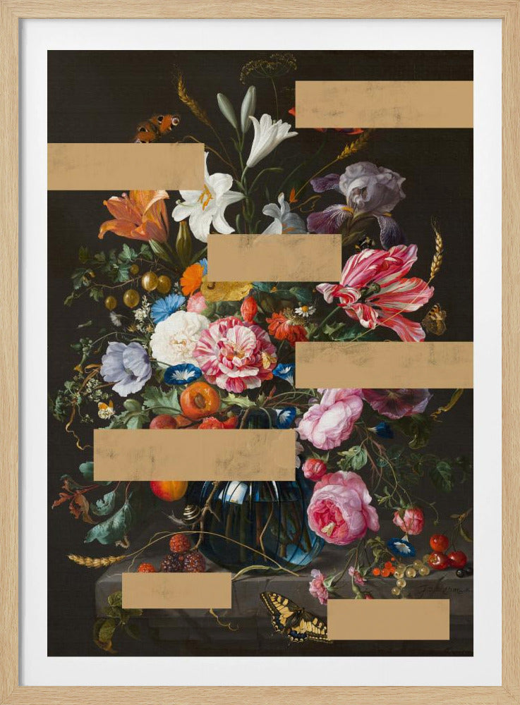 Blumenstrauß aus Vintage-Ölgemälden, moderne Collage | Poster