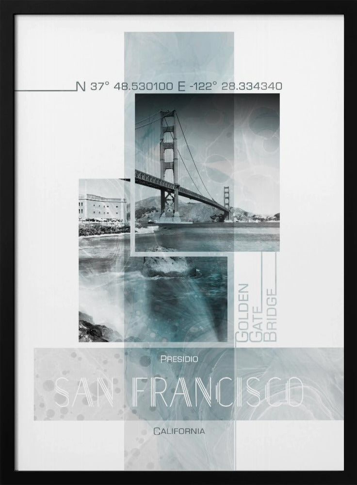 Posterkunst SAN FRANCISCO Presidio | türkisfarbener Marmor | Poster