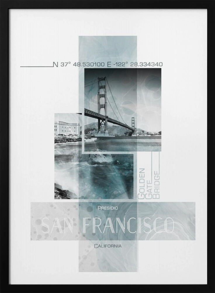 Posterkunst SAN FRANCISCO Presidio | türkisfarbener Marmor | Poster