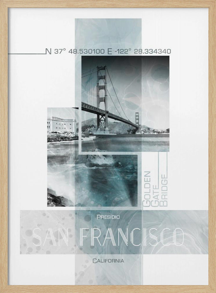 Posterkunst SAN FRANCISCO Presidio | türkisfarbener Marmor | Poster